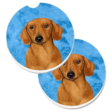 Carolines Treasures Blue Dachshund Set of 2 Cup Holder Car Coaster LH9357BUCARC